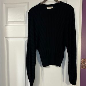Club Monaco Black Ribbed Crew Neck Sweater
